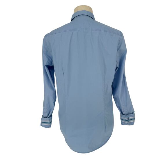 Robert Graham Button Front Long Sleeve Casual Shirt Birdwell Solid Light Blue M - Picture 2 of 9